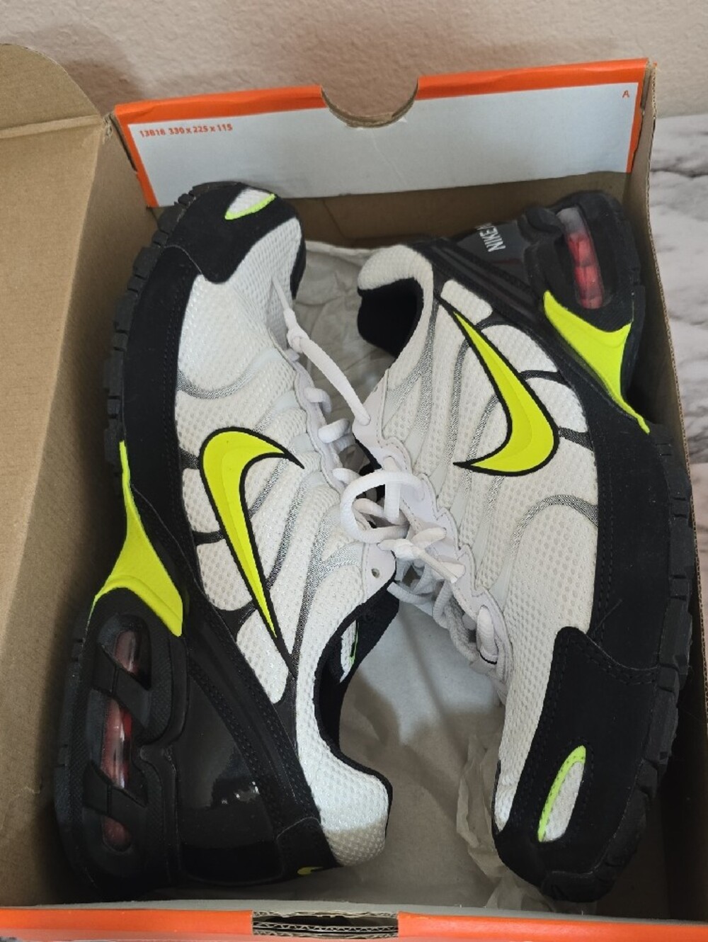 Nike White Black Neon Yellow Running Sneaker - Picture 4 of 5